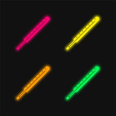 Body Thermometer four color glowing neon vector icon clipart