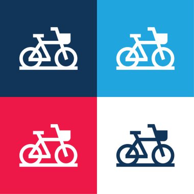 Bisiklet mavisi ve kırmızı dört renk simgesi seti