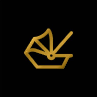 Bebek taşıyıcı altın kaplama metalik simge veya logo vektörü