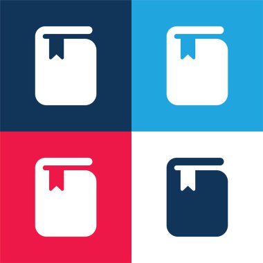 Yer imi mavi ve kırmızı ile Kitap En az dört renk simgesi seti