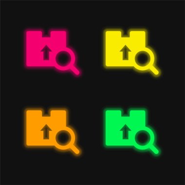Parlayan dört renkli neon vektör simgesi