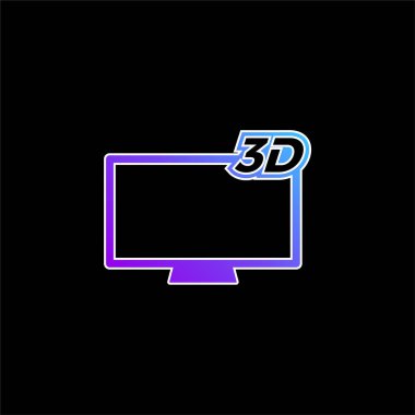 3D Television blue gradient vector icon clipart