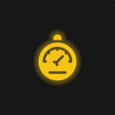 Barometer yellow glowing neon icon clipart