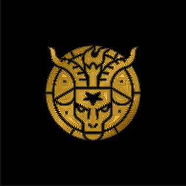 Baphomet gold plated metalic icon or logo vector clipart