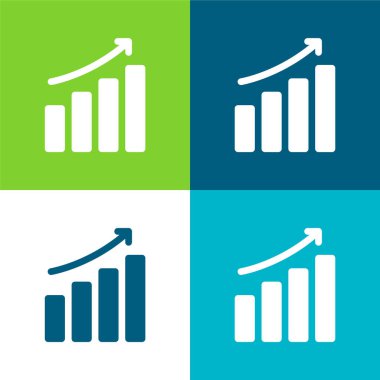 Bar Chart Flat four color minimal icon set clipart