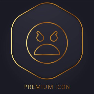 Angry Face golden line premium logo or icon clipart