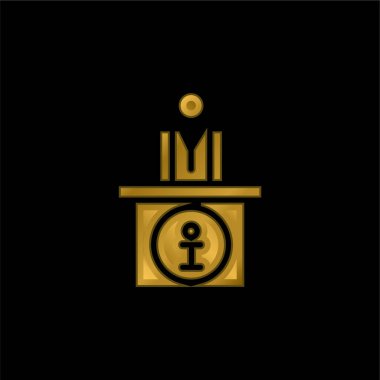 Doğum günü keki altın kaplama metalik simge veya logo vektörü