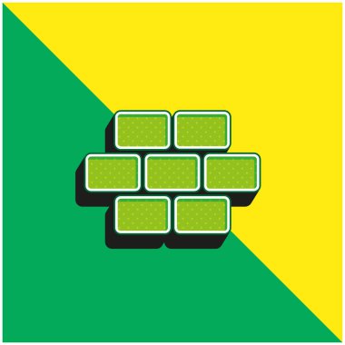 Brickwall Yeşil ve Sarı 3D vektör simgesi logosu