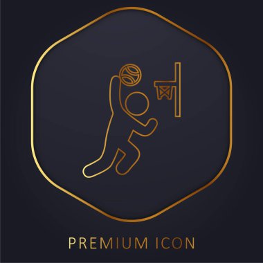Basketball Hook golden line premium logo or icon clipart