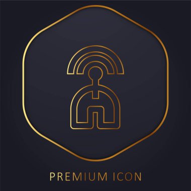 Bluetooth Radar Signal golden line premium logo or icon clipart