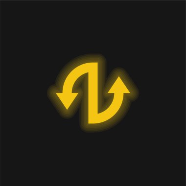 Sarı oklar parlayan neon simgesi