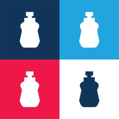 Şişe mavi ve kırmızı dört renk minimal simge kümesi