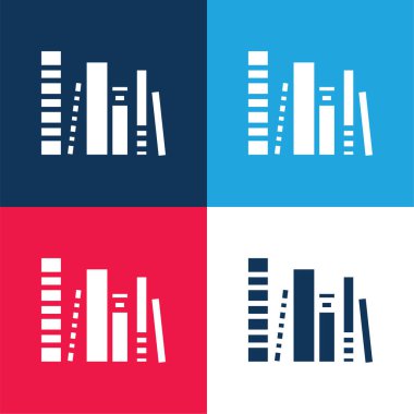 Books Grubu mavi ve kırmızı dört renk en az simge kümesi