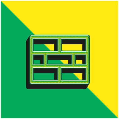 Tuğla Duvar Yeşil ve Sarı 3D vektör simgesi logosu