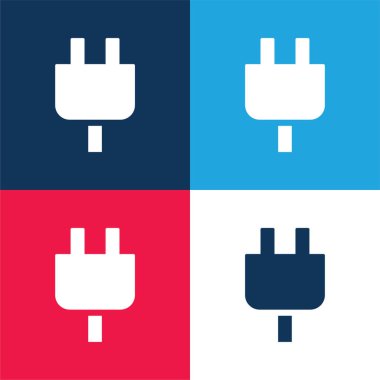 Siyah Plug Başı Mavi ve Kırmızı En düşük simge kümesi