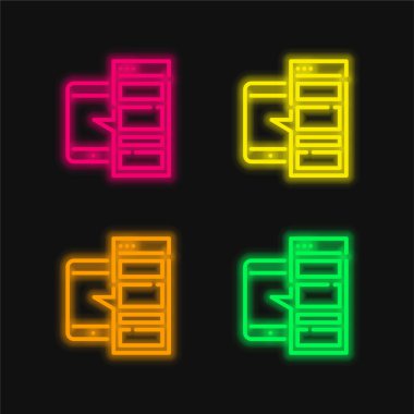 Parlayan dört renk neon vektör simgesi uygula