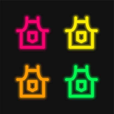 Önlük dört renk parlayan neon vektör simgesi