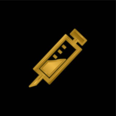 Anestezi Dişçisi Enjeksiyon Çapraz Sembol Altın kaplama Metal Simge veya logo Vektörü