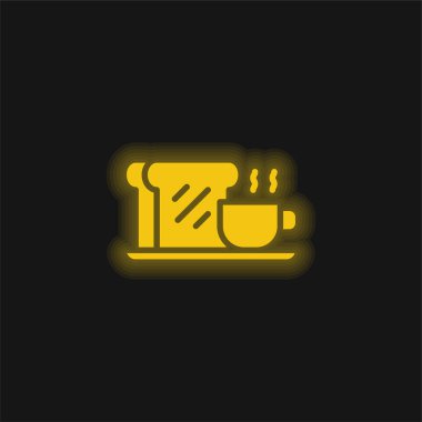 Kahvaltı sarı parlayan neon simgesi