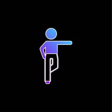 Sağ Bacak Üzerinde Duran Çocuk Sol Kol Mavi Gradyan Vektör Simgesi