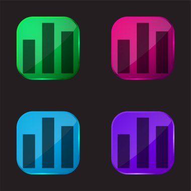 Çubuk Çizelgesi dört renkli cam düğme simgesi