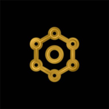 Benzen altın kaplama metalik simge veya logo vektörü