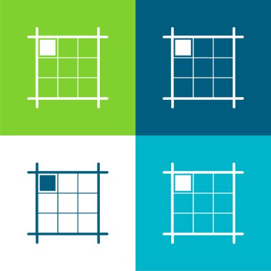Boxed Layout With Mark On The Northwest Direction Flat four color minimal icon set clipart