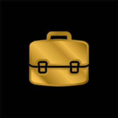 Evrak çantası altın kaplama metalik simge veya logo vektörü