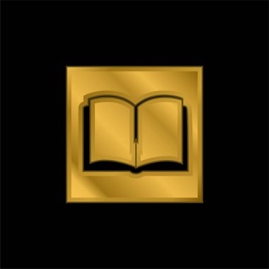 Kare altın kaplama metalik simge ya da logo vektörü