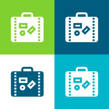 Evrak çantası Düz 4 renk minimal simgesi seti