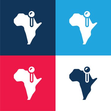 Afrika mavi ve kırmızı dört renk minimal simge kümesi
