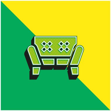 Koltuk Yeşil ve Sarı Modern 3D vektör simgesi logosu