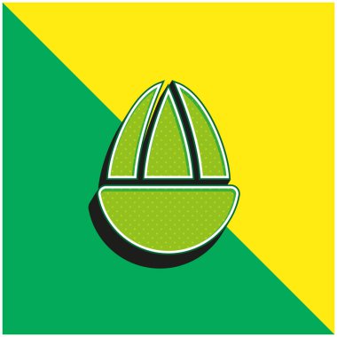 Badem yeşili ve sarı modern 3d vektör simgesi logosu