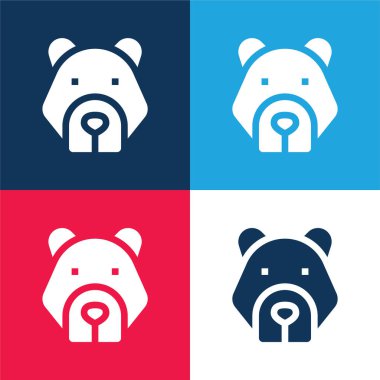 Ayı mavisi ve kırmızı dört renk simgesi seti