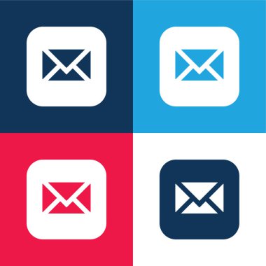 Elma mavisi ve kırmızı dört renk minimal simge kümesi