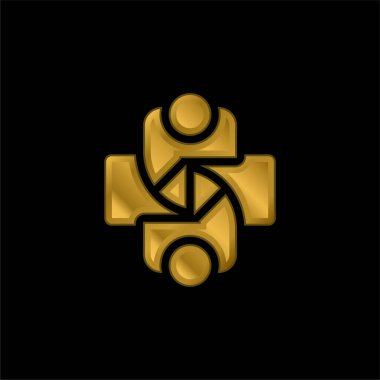 Altın kaplama metalik simge veya logo vektörü