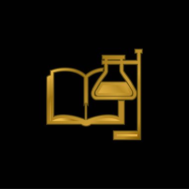 Kitap ve Test Tüpü Destekleyici altın kaplama metalik simge veya logo vektörü