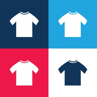 Black Male T Shirt blue and red four color minimal icon set clipart