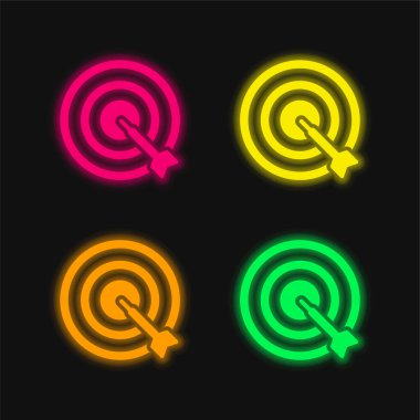 Dört renkli parlayan neon vektör simgesi