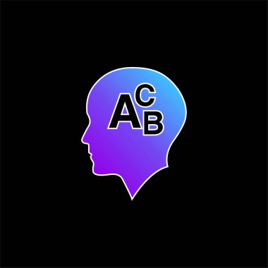 Alfabe Harfli Kel Kafa ABC mavi gradyan vektör simgesi
