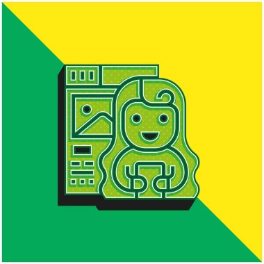 Blogger Green and yellow modern 3d vector icon logo clipart