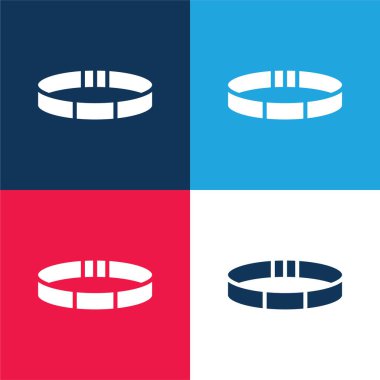 Bileklik mavi ve kırmızı dört renk minimal simge kümesi