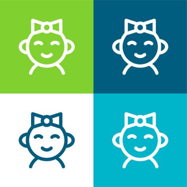 Bebek Kız Düz 4 renk simgesi seti