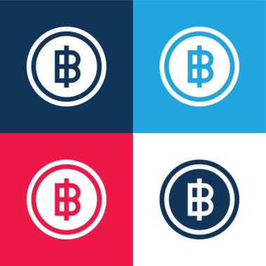 Baht mavi ve kırmızı dört renk minimal simge kümesi