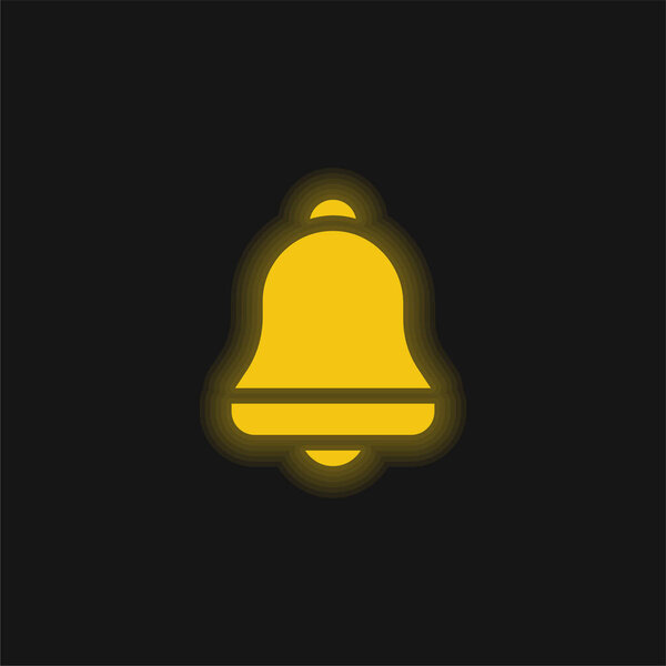 Bell yellow glowing neon icon
