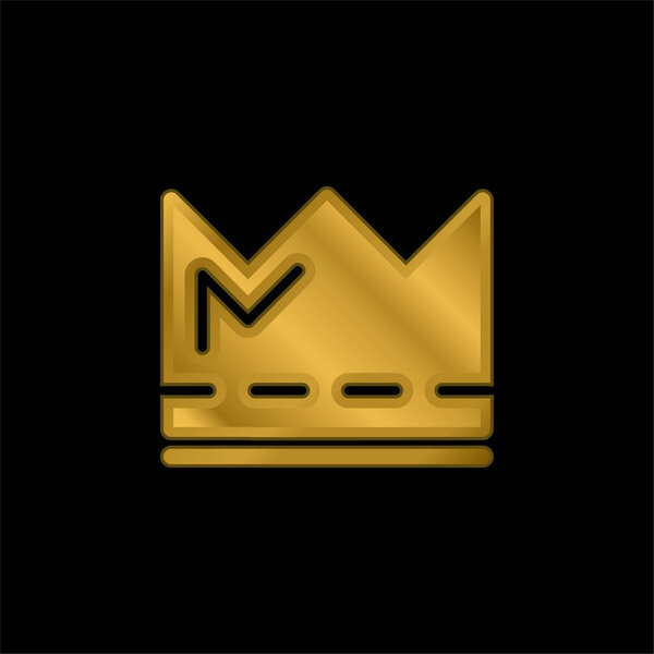 Crown gold plated metalic icon or logo vector