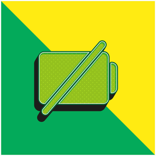 Battery With A Slash Green and yellow modern 3d vector icon logo