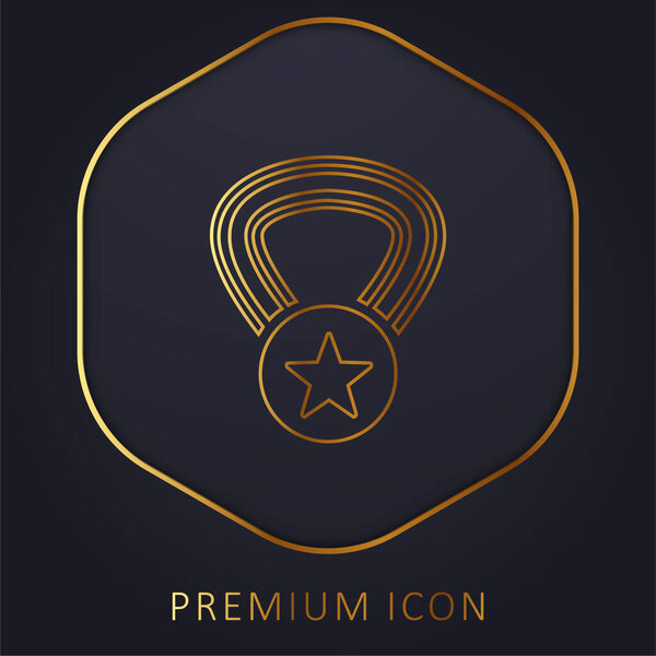Наградная медаль со звездой на ожерелье золотой линии премиум логотип или значок