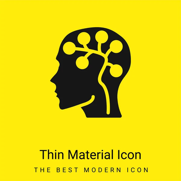 Brain Minimal Bright Yellow Material Icon — Stock Vector