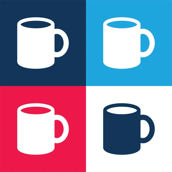 Big Cup Azul Rojo Cuatro Colores Mínimo Icono Conjunto — Vector de stock